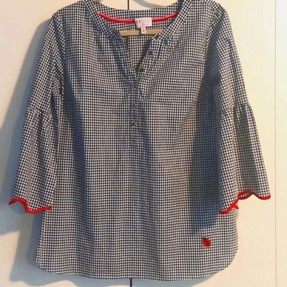 Talbots Flutter Sleeve Tunic Buffalo Check Top M … - image 1